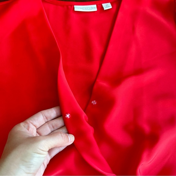 New York and Company | Eva Mendes Red Satin Bodysuit - Picture 5 of 9